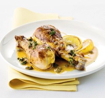 Cosce di pollo al limone e capperi