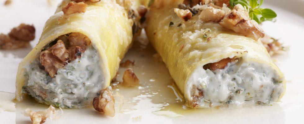 cannelloni con gorgonzola ricotta e noci