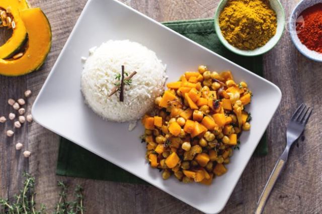 curry vegetarano con zucca e ceci