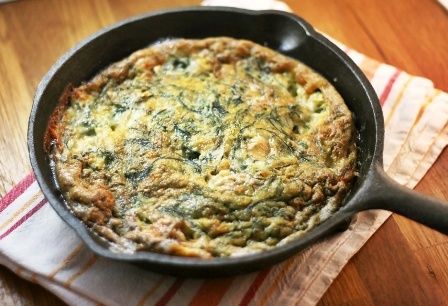 frittata senza uova con agretti e cipolla