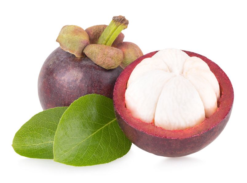 ripe mangosteen isolated on white background