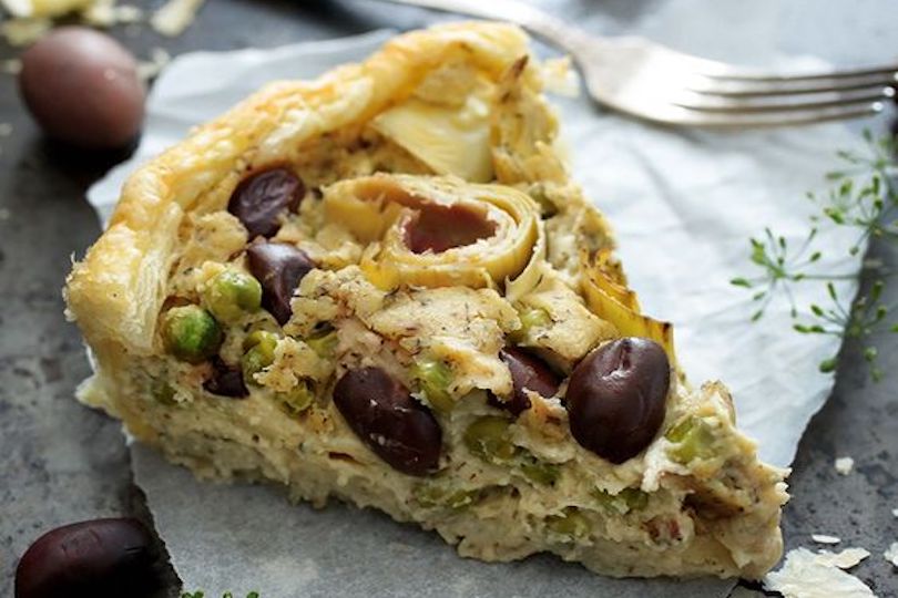 quiche vegana ai carciofi e olive