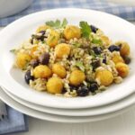 riso integrale con olive e polpette di carote
