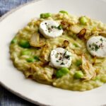 risotto con fave carciofi e caprino