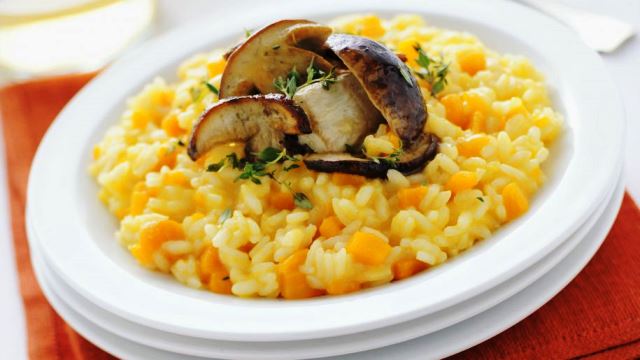 risotto con zucca e funghi