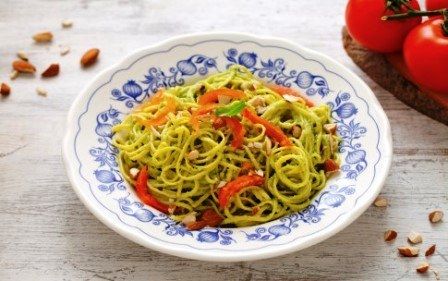 tagliolini pesto basilico mandorle pomodori confit