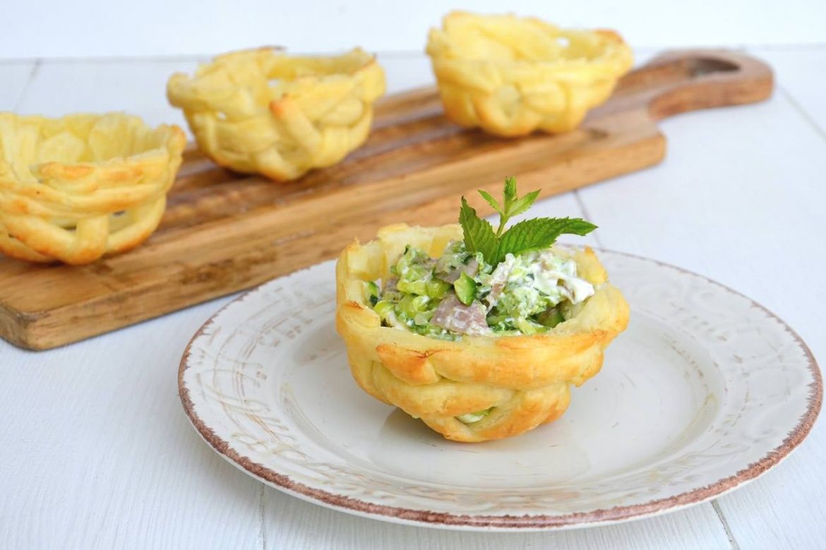Cestini di pasta sfoglia ripieni